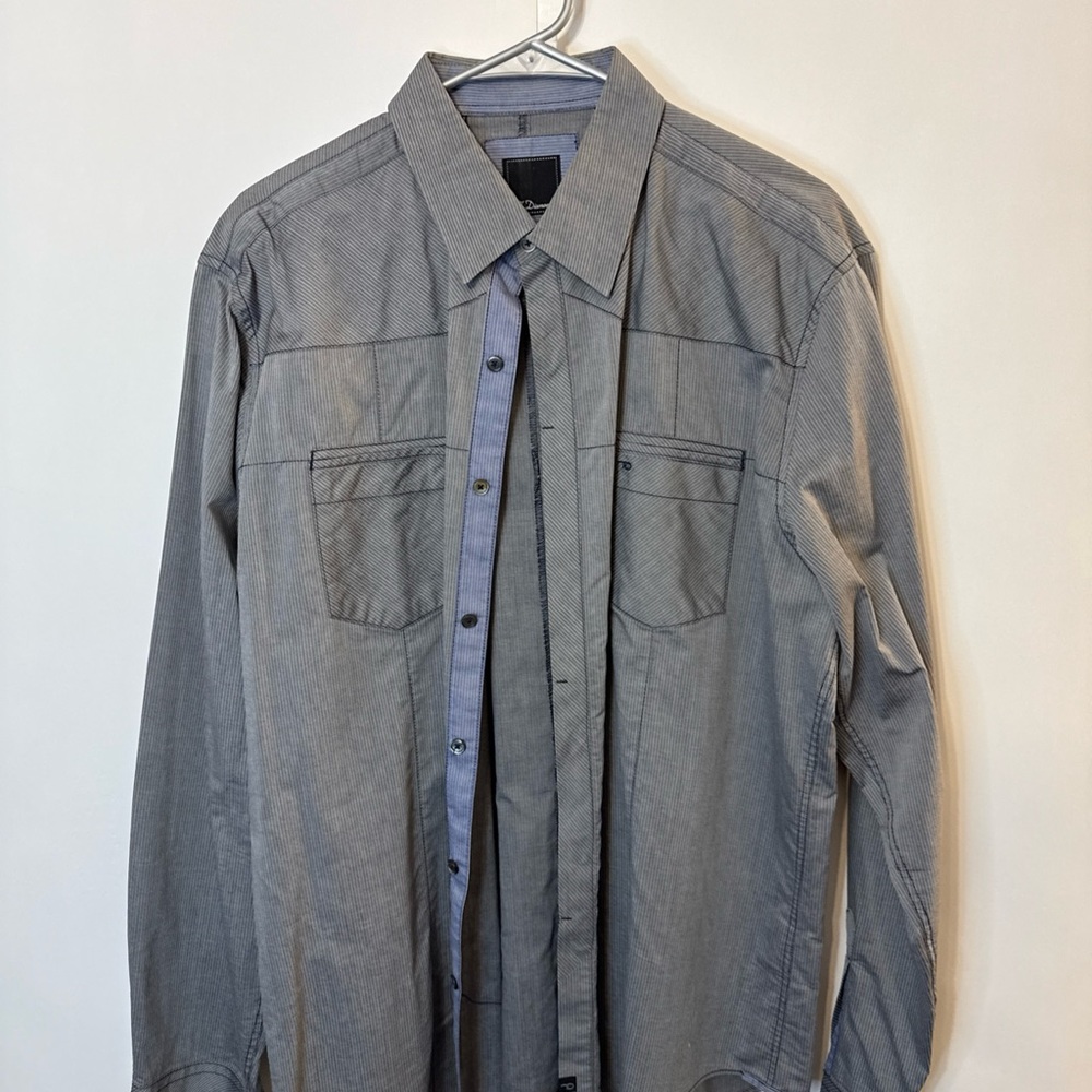 7 Diamonds Gray Button-Up Shirt
